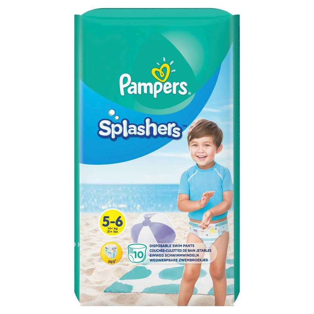 PAMPERS SPLASHERS Pieluchomajtki jednorazowe do pływania rozmiar 5-6, 14+ kg 10 szt.