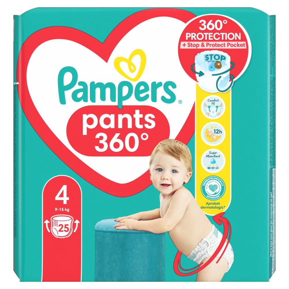 PAMPERS PANTS Pieluchomajtki rozmiar 4, 9-15 kg 25 szt.
