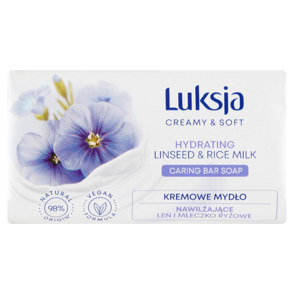 LUKSJA CREAMY & SOFT Kremowe mydło nawilżające len i mleczko ryżowe 90 g