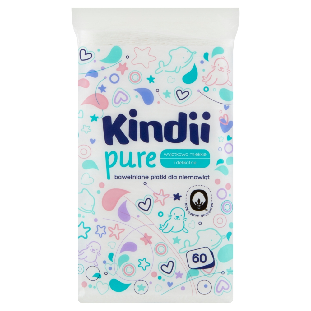 KINDII PURE Bawełniane płatki dla niemowląt 60 szt.