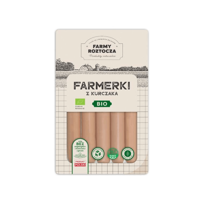 FARMY ROZTOCZA Parówki farmerki z kurczaka BIO 250 g