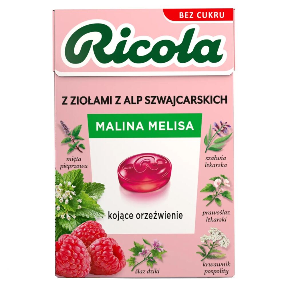 RICOLA Cukierki ziołowe Malina Melisa 27,5 g