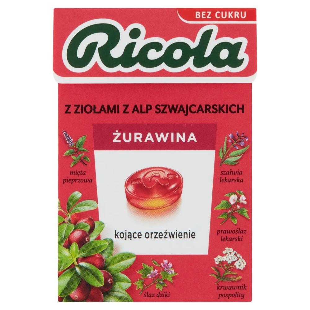 RICOLA Cukierki ziołowe Żurawina 27,5 g