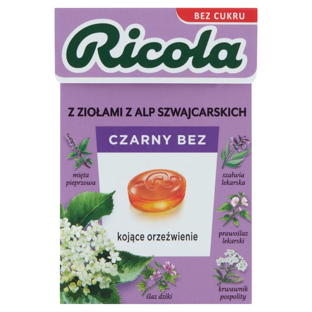 RICOLA Cukierki ziołowe Czarny bez 27,5 g