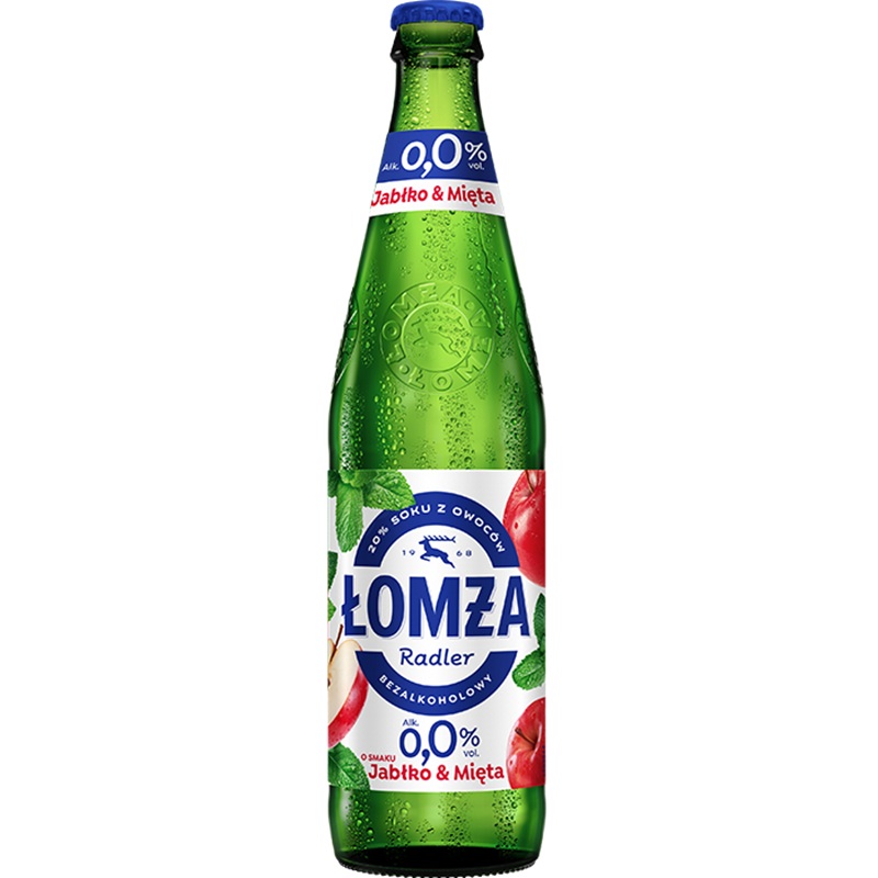 ŁOMŻA RADLER Piwo bezalkoholowe jabłko-mięta butelka 500 ml