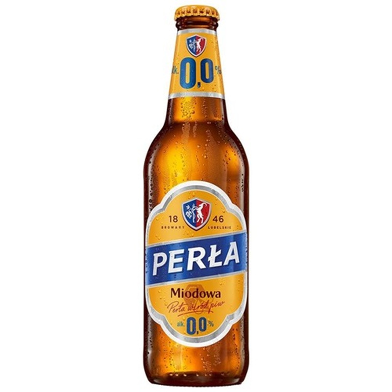 PERŁA MIODOWA Piwo jasne bezalkoholowe smakowe o smaku miodu butelka 500 ml