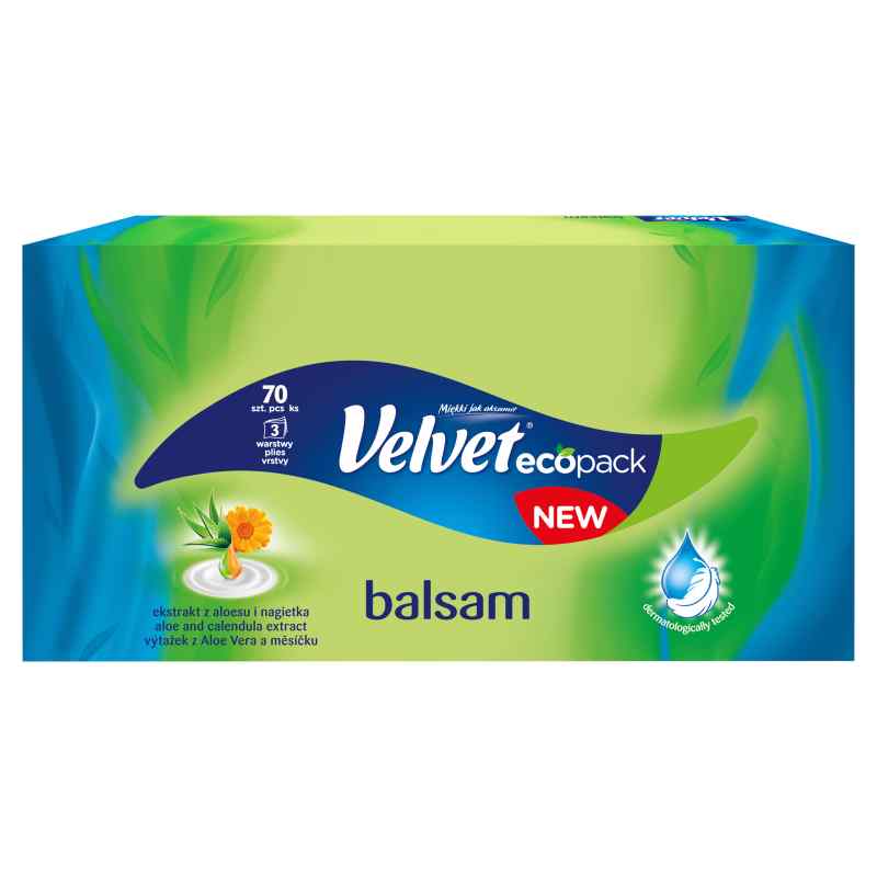 VELVET BALSAM Chusteczki higieniczne 3-warstwowe z ekstraktem z aloesu i nagietka 120 szt.