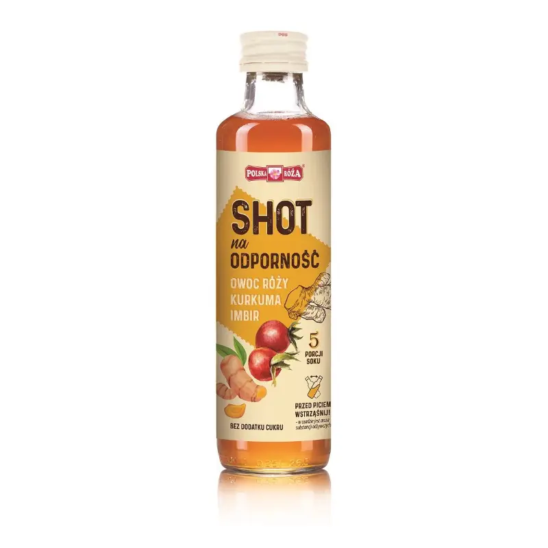 POLSKA RÓŻA Shot na odporność - owoc róży, kurkuma, imbir (bez cukru) 250 ml