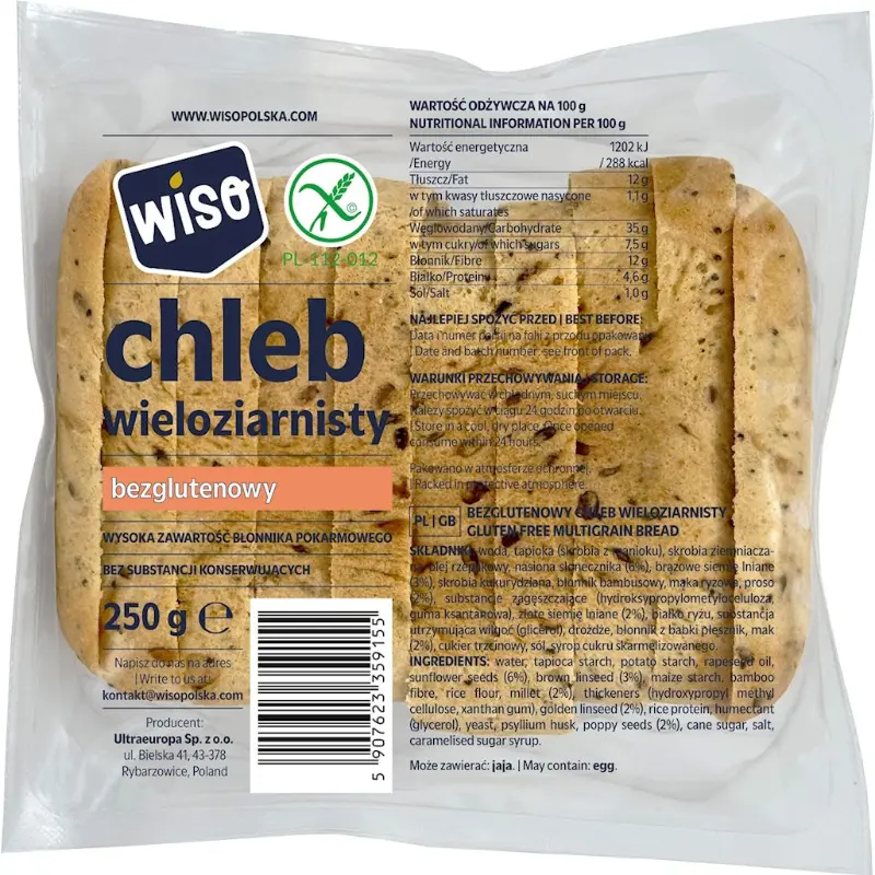 WISO Chleb wieloziarnisty krojony bezglutenowy 250 g