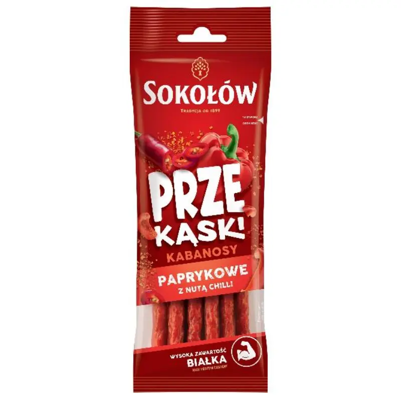 SOKOŁÓW Kabanosy paprykowe z nutą chilli 80 g