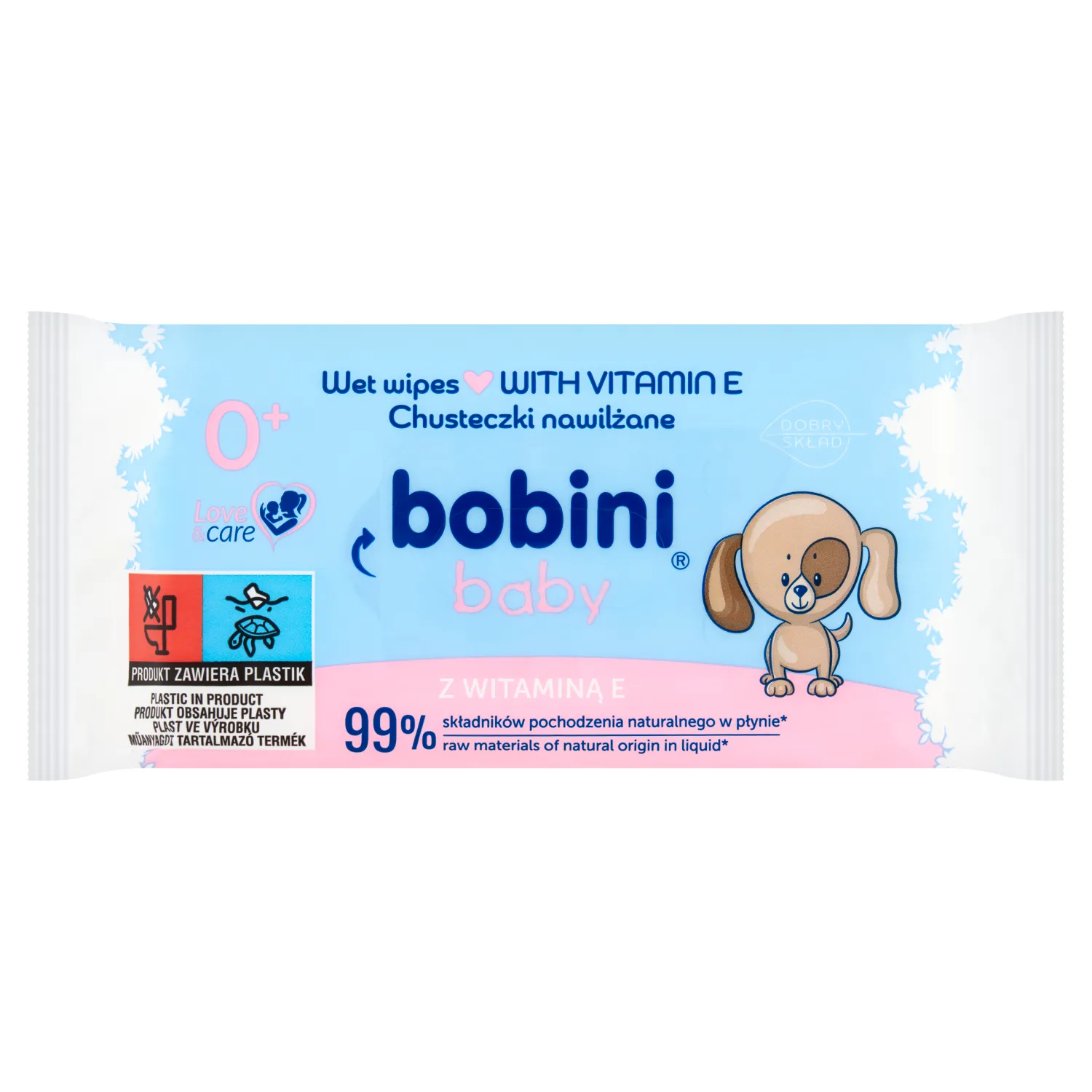 BOBINI BABY Chusteczki nawilżane hypoalergiczne z wit. E 60 szt.